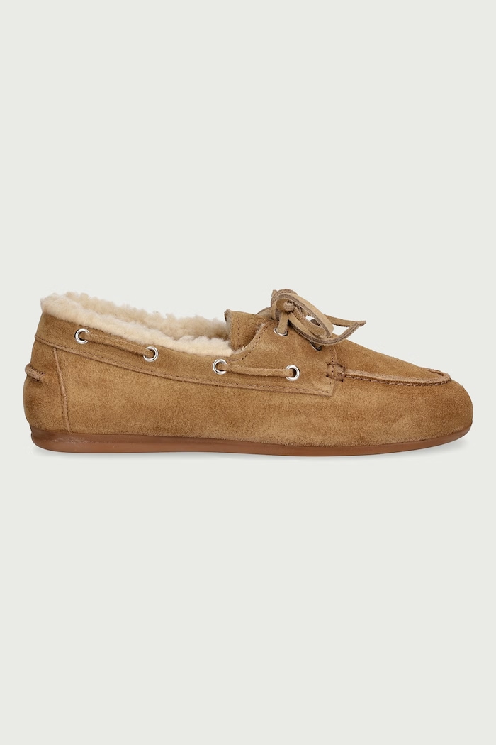 Posa Loafersy damskie zamszowe Boat Loafer PW29.209 beżowy AW26
