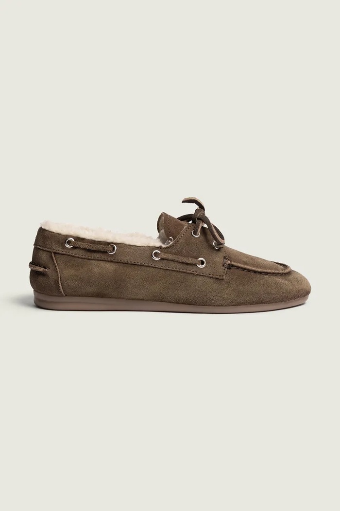 Posa loafersy damskie zamszowe Boat Loafer brązowy PW29.201