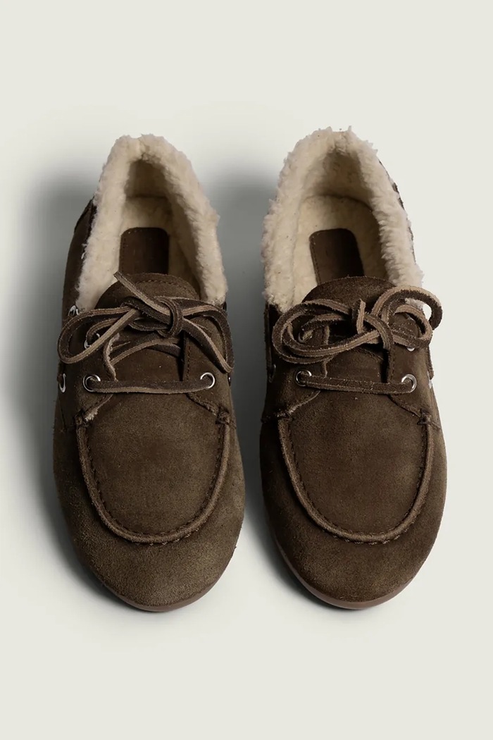 Posa loafersy damskie zamszowe Boat Loafer brązowy PW29.201