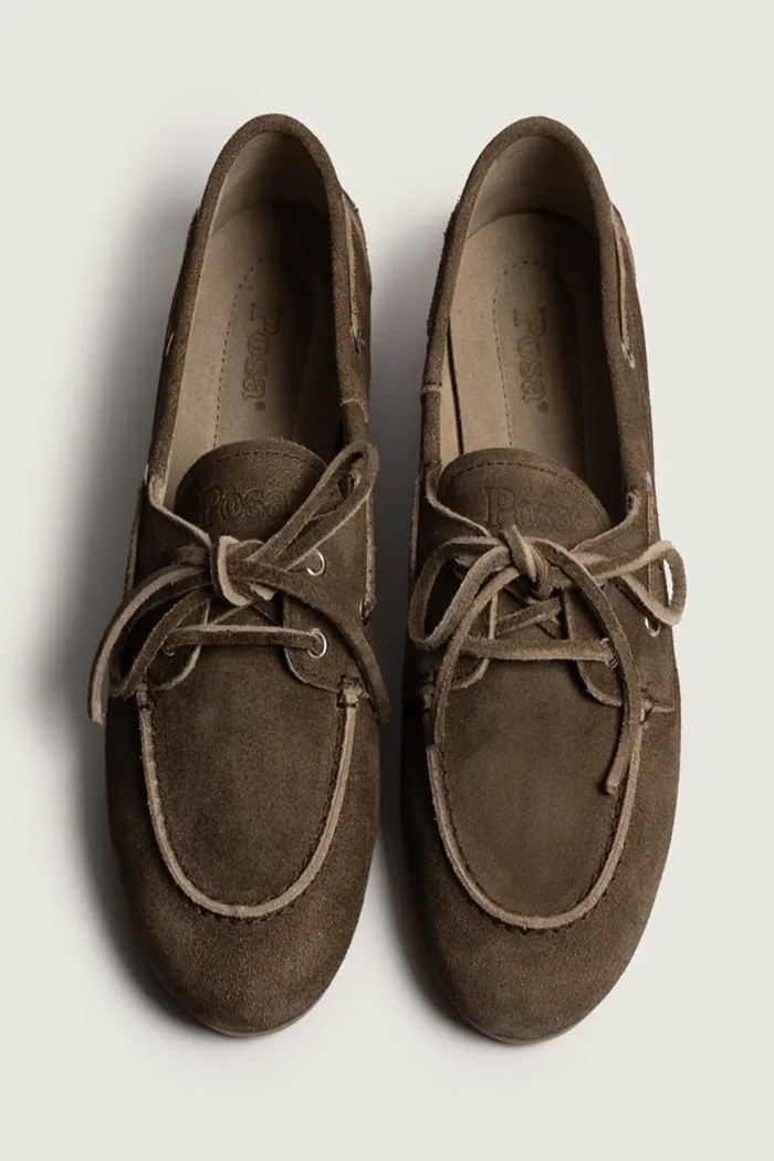 Posa loafers γυναικεία σουέτ Boat Loafer καφέ PW27.201