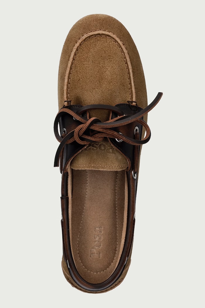 Loafersy damskie zamszowe Boat Loafer Posa PW257.2023 brązowy