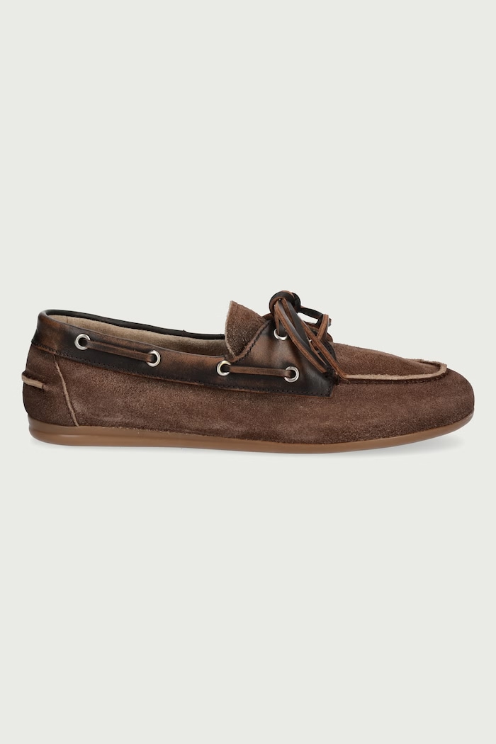 Posa Mokasyny damskie zamszowe Boat Loafer PW257.2021 brązowy AW26