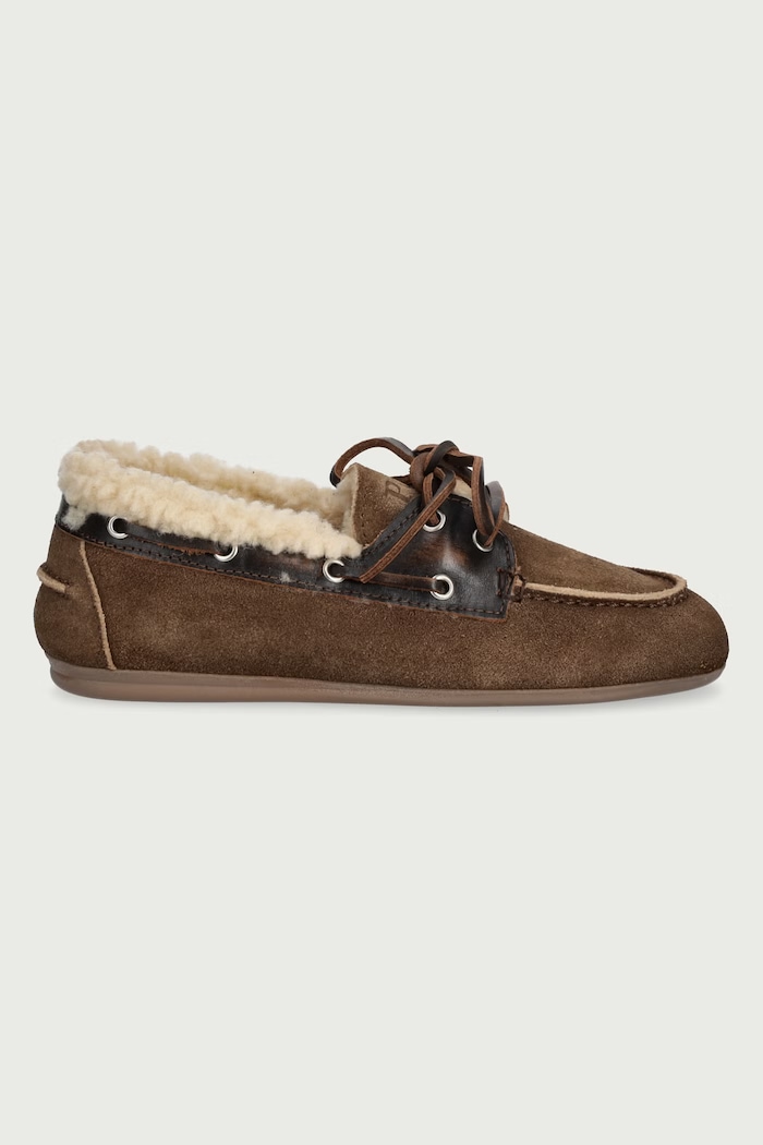 Posa Μοκασίνια Γυναικεία σουέτ Boat Loafer PW250.2021 καφέ AW26