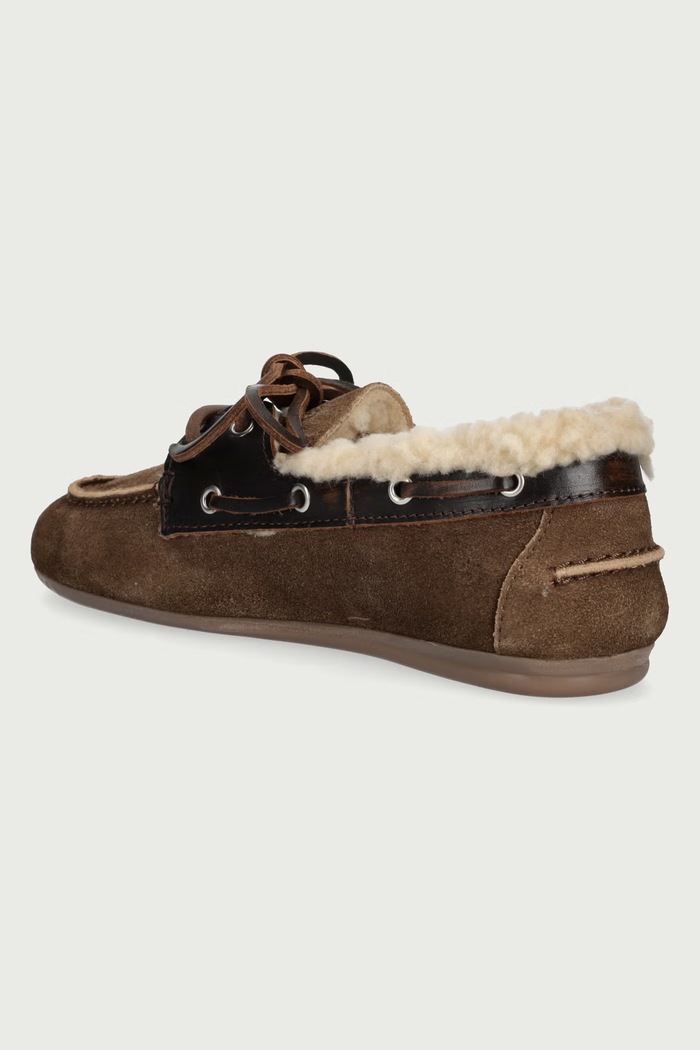 Παπούτσια Posa Μοκασίνια Γυναικεία σουέτ Boat Loafer PW250.2021 καφέ