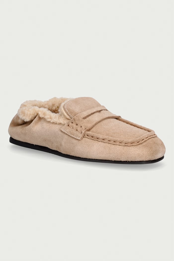 Posa Μοκασίνια Γυναικεία σουέτ Penny Loafer μπεζ PW246.103
