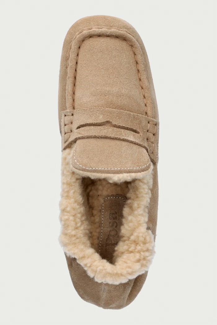 Mokasyny damskie zamszowe Penny Loafer Posa PW246.103 beżowy