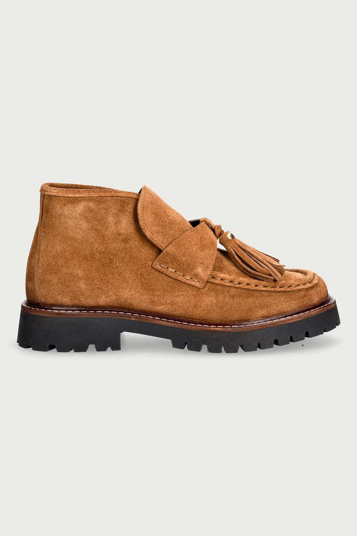 Posa Členkové čižmy dámske semišové Aosta Tassel Boot PW239.215 hnedá AW26