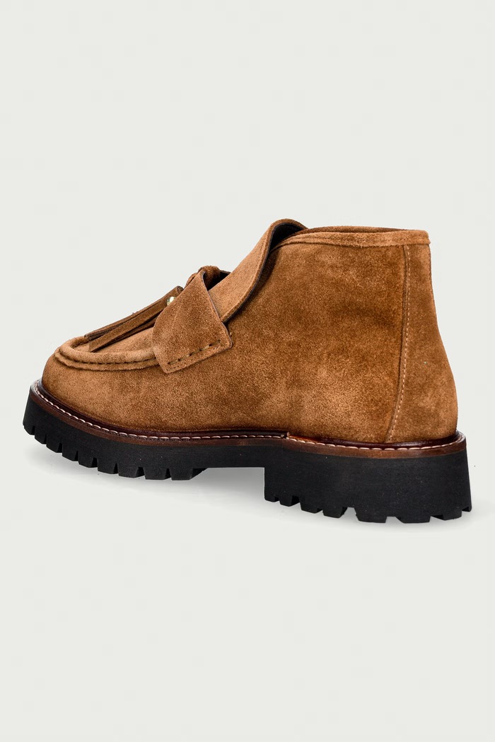 Obuv Posa Členkové čižmy dámske semišové Aosta Tassel Boot PW239.215 hnedá