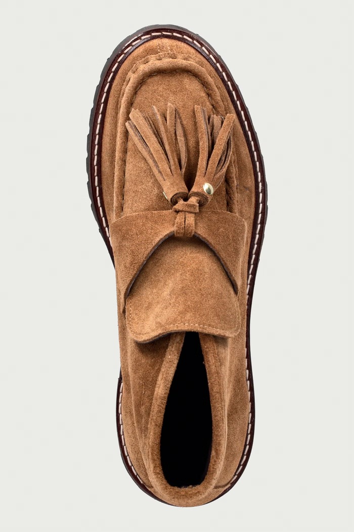 Členkové čižmy dámske semišové Aosta Tassel Boot Posa PW239.215 hnedá
