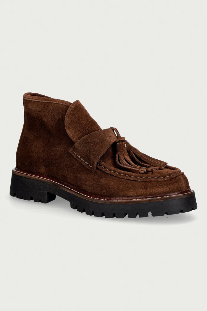 Posa Gležnjače za žene od brušene kože Aosta Tassel Boot smeđa PW239.201
