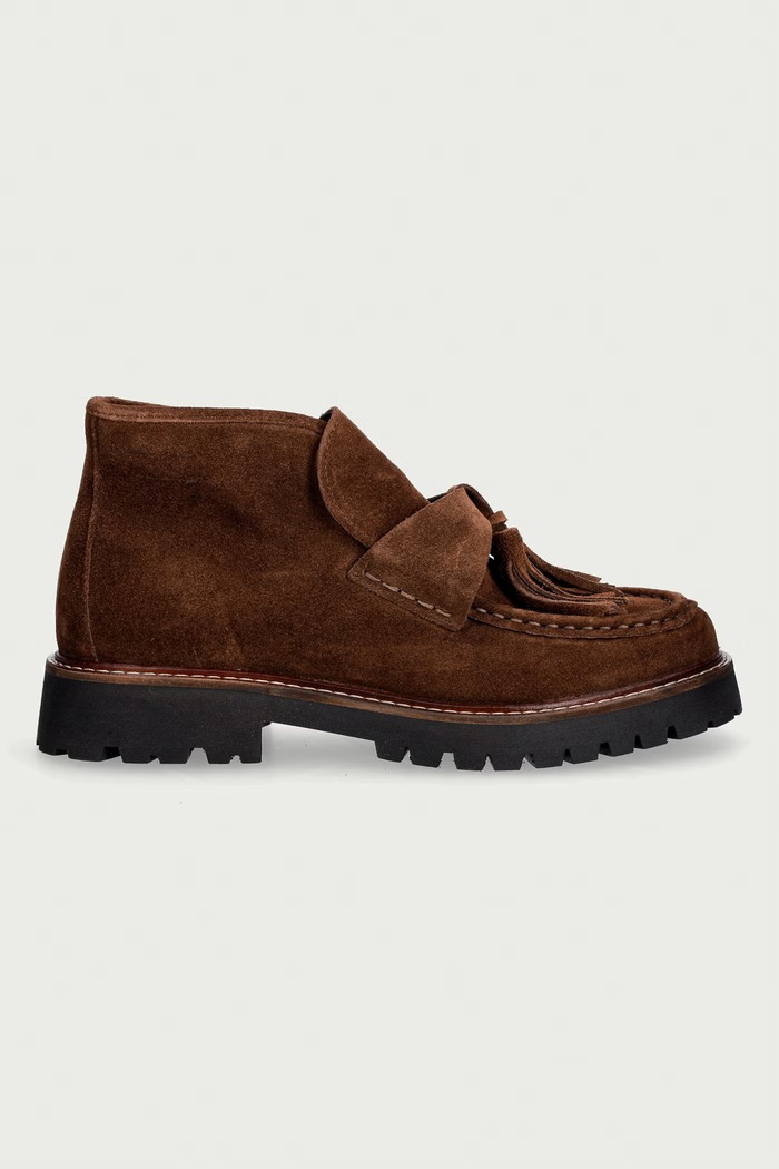 Posa Gležnjače za žene od brušene kože Aosta Tassel Boot PW239.201 smeđa AW26