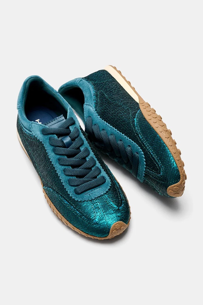 Hoff BRIDGE SEQUINS TEAL sneakersy damskie zamszowe 22661012 turkusowy AW26