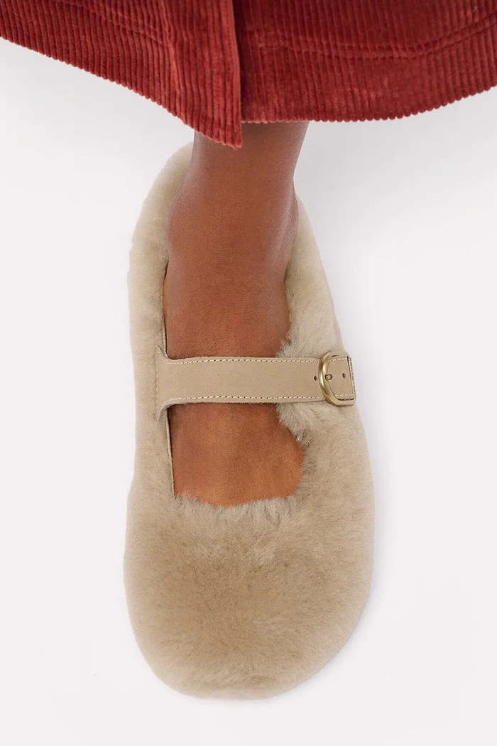 Birkenstock Μπαλαρίνες δερμάτινες Santa Clarita Shearling 1032708