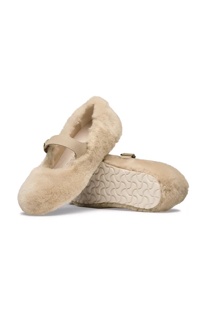 Μπαλαρίνες δερμάτινες Santa Clarita Shearling Birkenstock 1032708 μπεζ