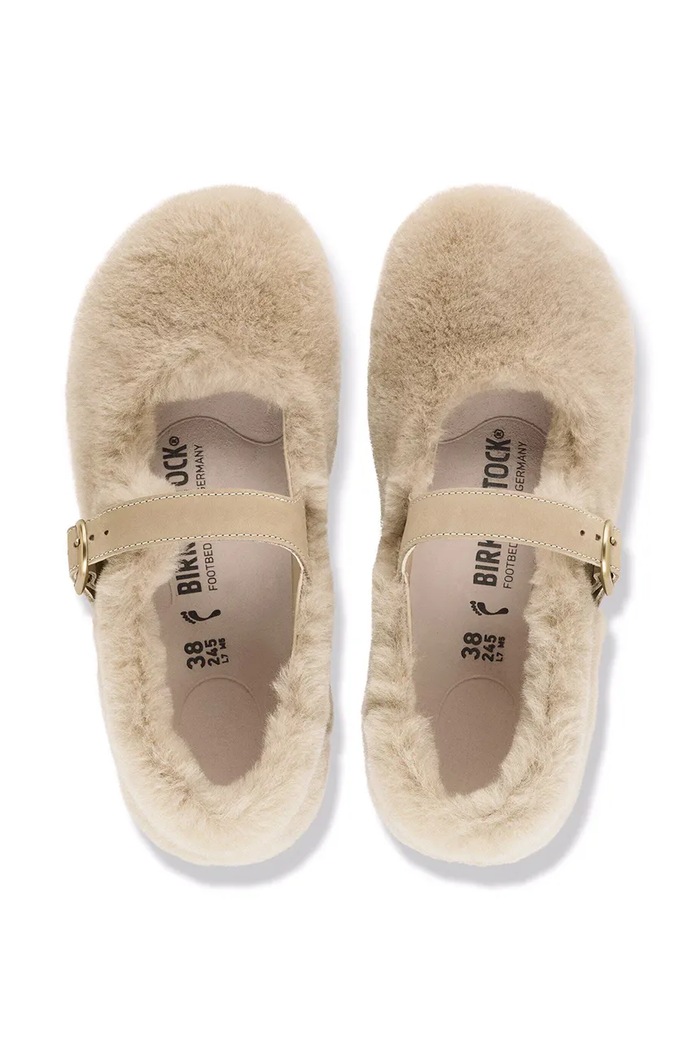 Μπαλαρίνες δερμάτινες Santa Clarita Shearling Birkenstock μπεζ 1032708