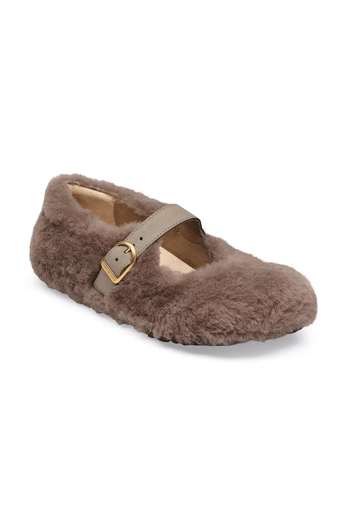 Birkenstock Santa Clarita Shearling ballet flats leather 1032639 brown AW26