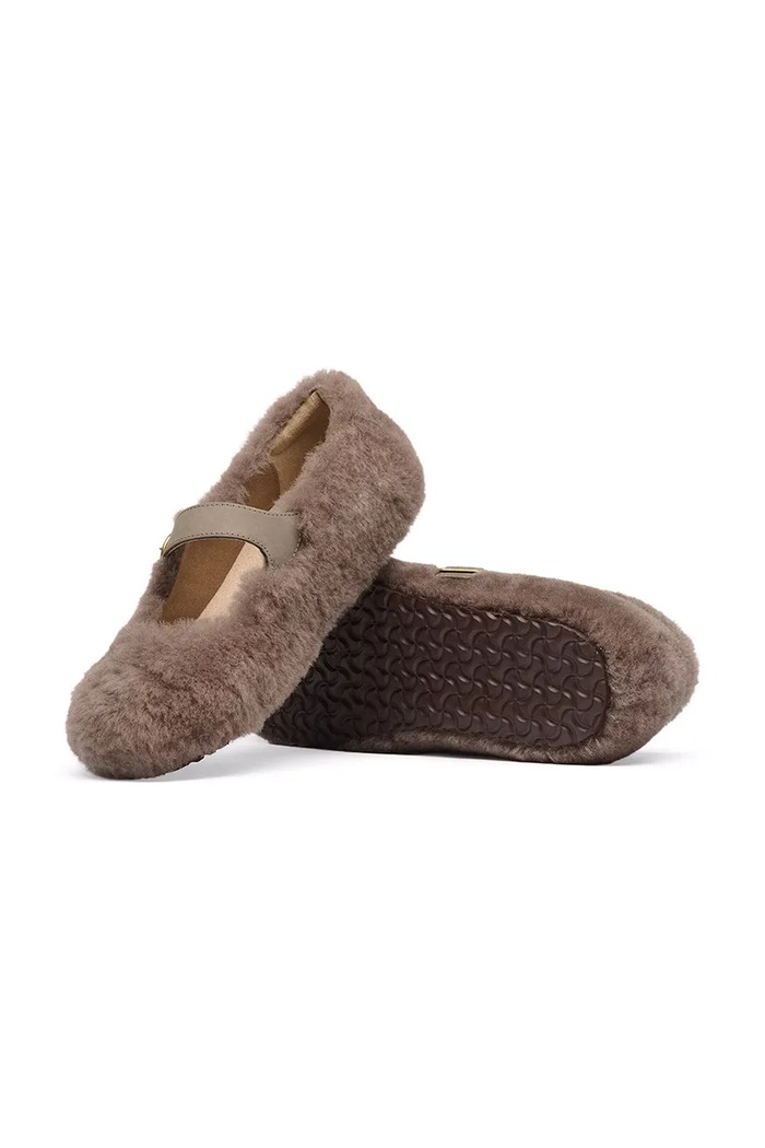 Santa Clarita Shearling ballet flats leather Birkenstock 1032639 brown