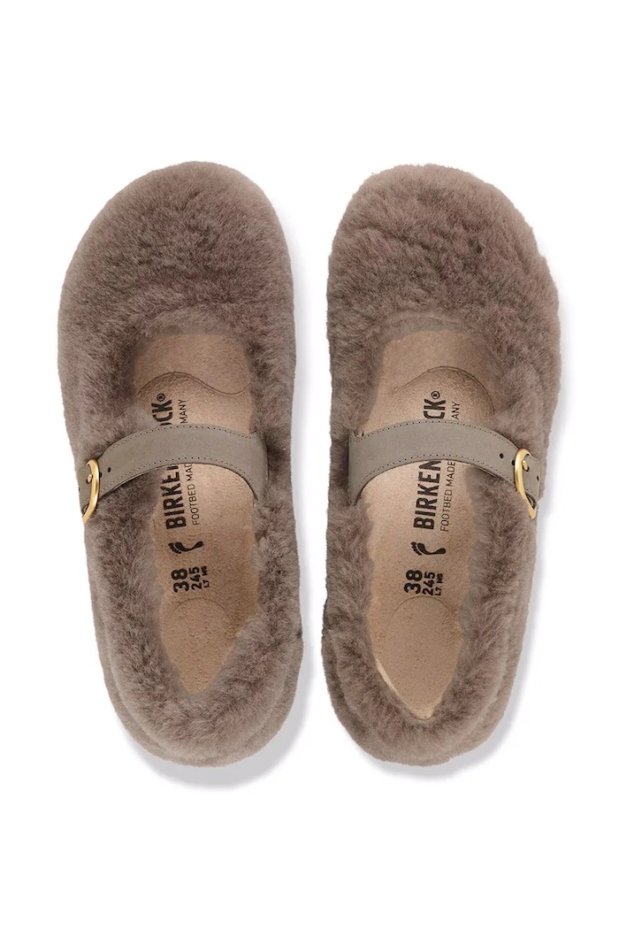 Santa Clarita Shearling ballet flats leather Birkenstock brown 1032639