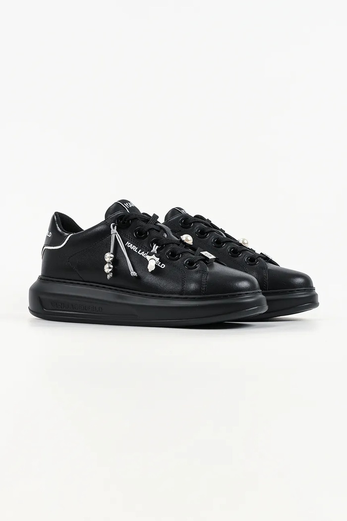 Karl Lagerfeld Kapri маратонки дамски от кожа KL62516T.00X черен AW26