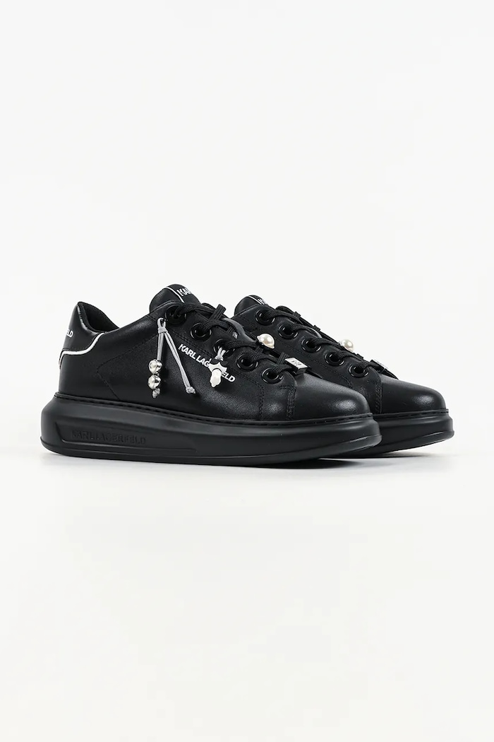 Karl Lagerfeld Kapri маратонки дамски от кожа KL62516T.00X черен AW26