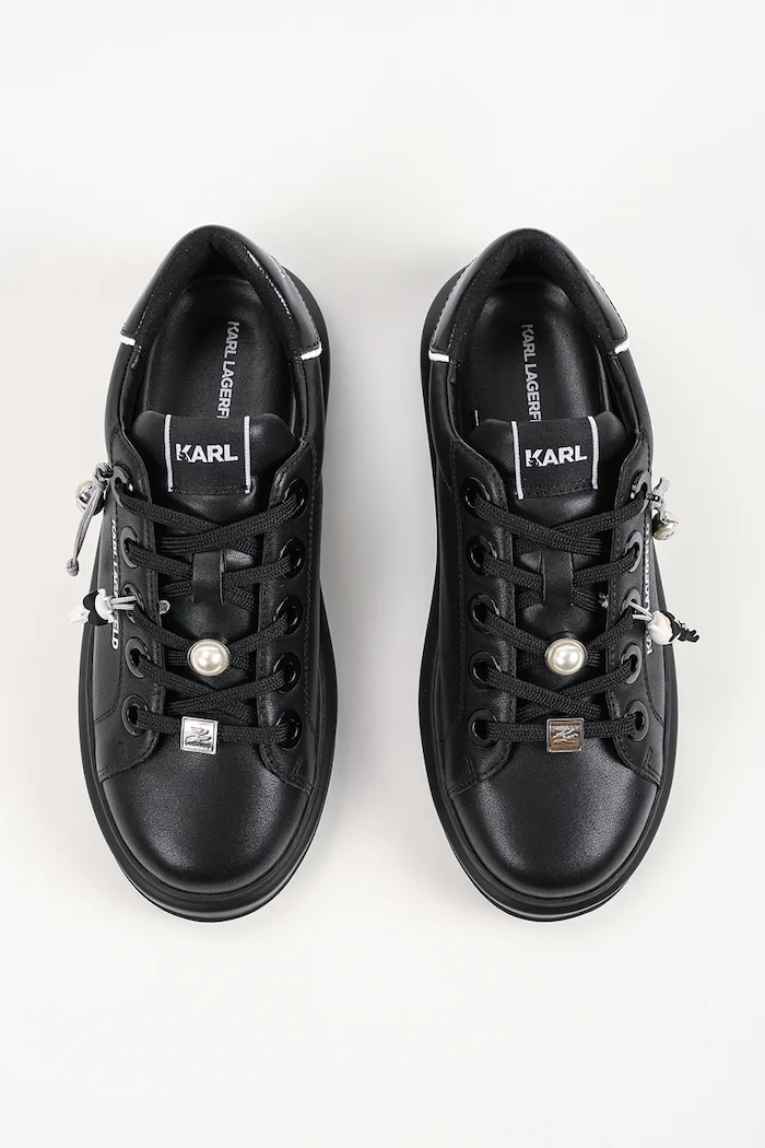 Karl Lagerfeld Kapri маратонки дамски от кожа черен KL62516T.00X