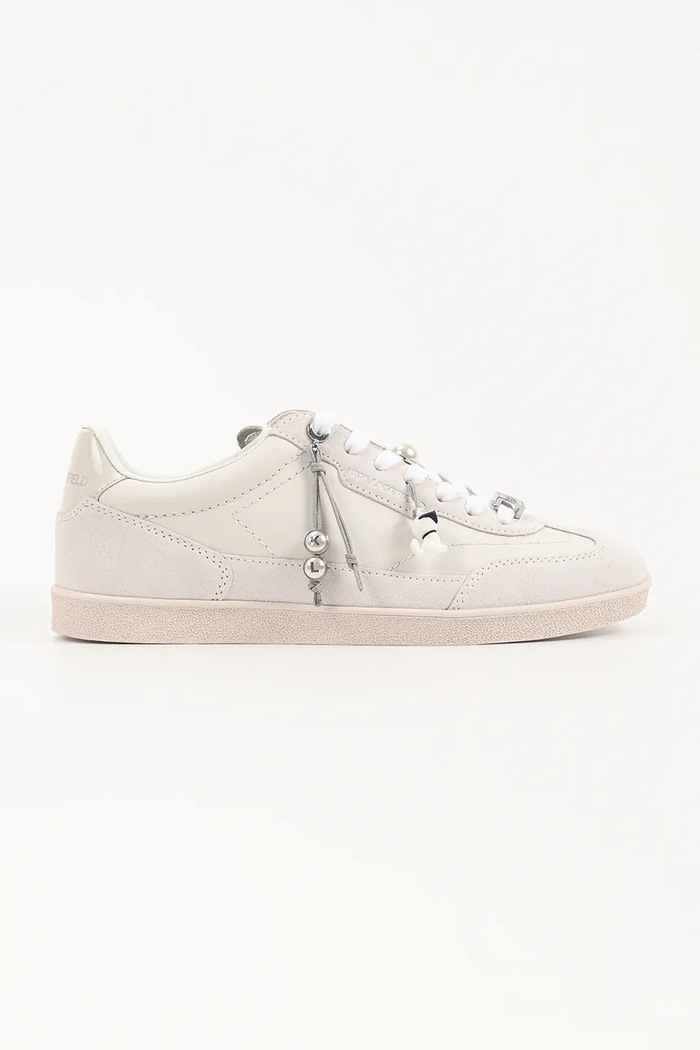 Karl Lagerfeld Kandidate sneakersy damskie skórzane beżowy KL63821.3T1