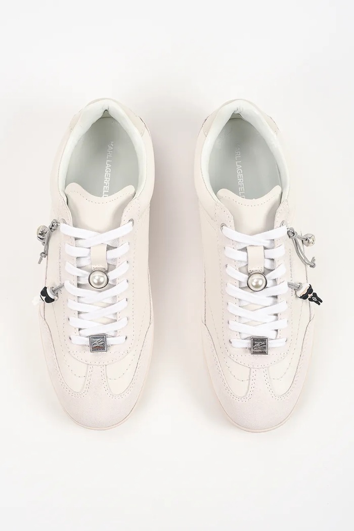 Karl Lagerfeld Kandidate sneakersy damskie skórzane beżowy KL63821.3T1