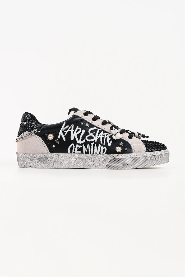 Karl Lagerfeld Skool sneakersy damskie skórzane czarny KL60116S.000
