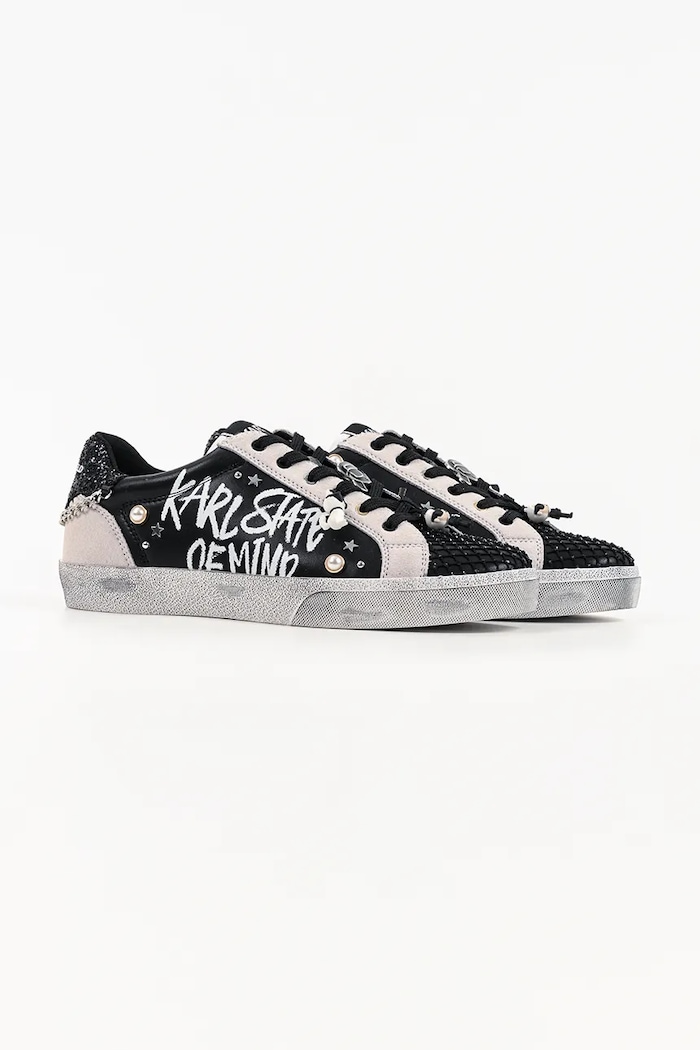 Karl Lagerfeld Skool sneakersy damskie skórzane KL60116S.000 czarny AW26