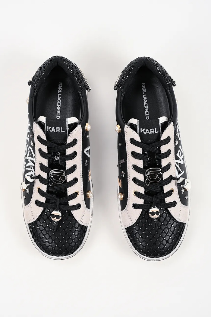 Karl Lagerfeld Skool sneakersy damskie skórzane czarny KL60116S.000