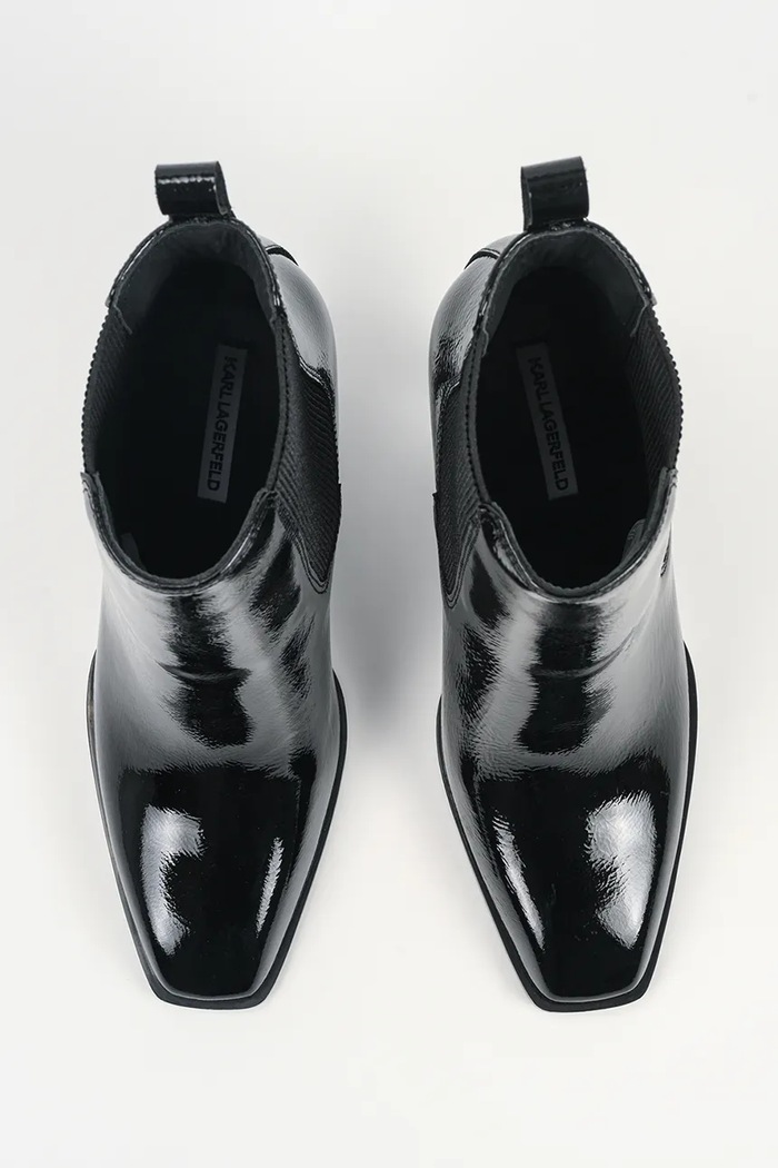 Karl Lagerfeld botki na platformie damskie skórzane Karl Nft Heel czarny KL39146.100