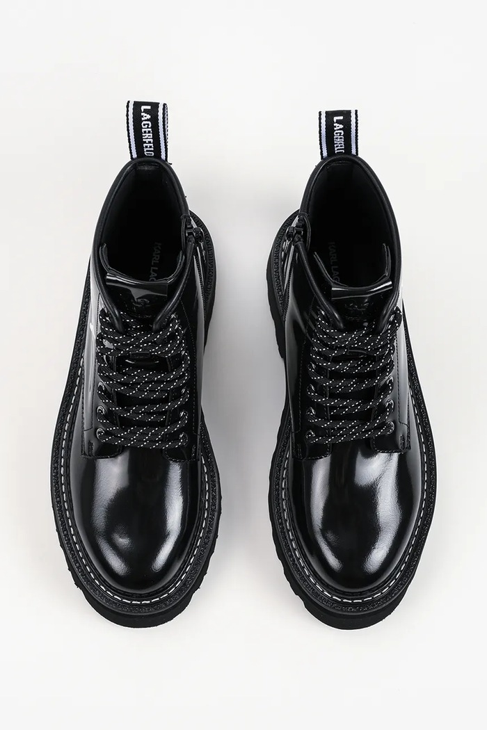 Karl Lagerfeld botki na platformie damskie skórzane Kyla czarny KL43455C.000