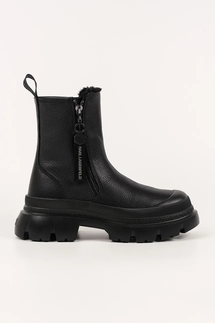 Karl Lagerfeld botki damskie skórzane Trekka Max czarny KL43566.100