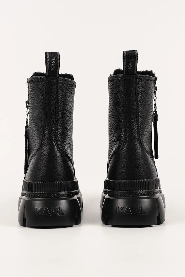Obuwie Karl Lagerfeld botki damskie skórzane Trekka Max KL43566.100 czarny
