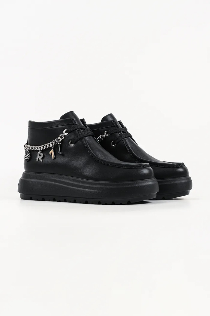 Karl Lagerfeld botki na platformie damskie skórzane Katya KL46636.1BP czarny AW26