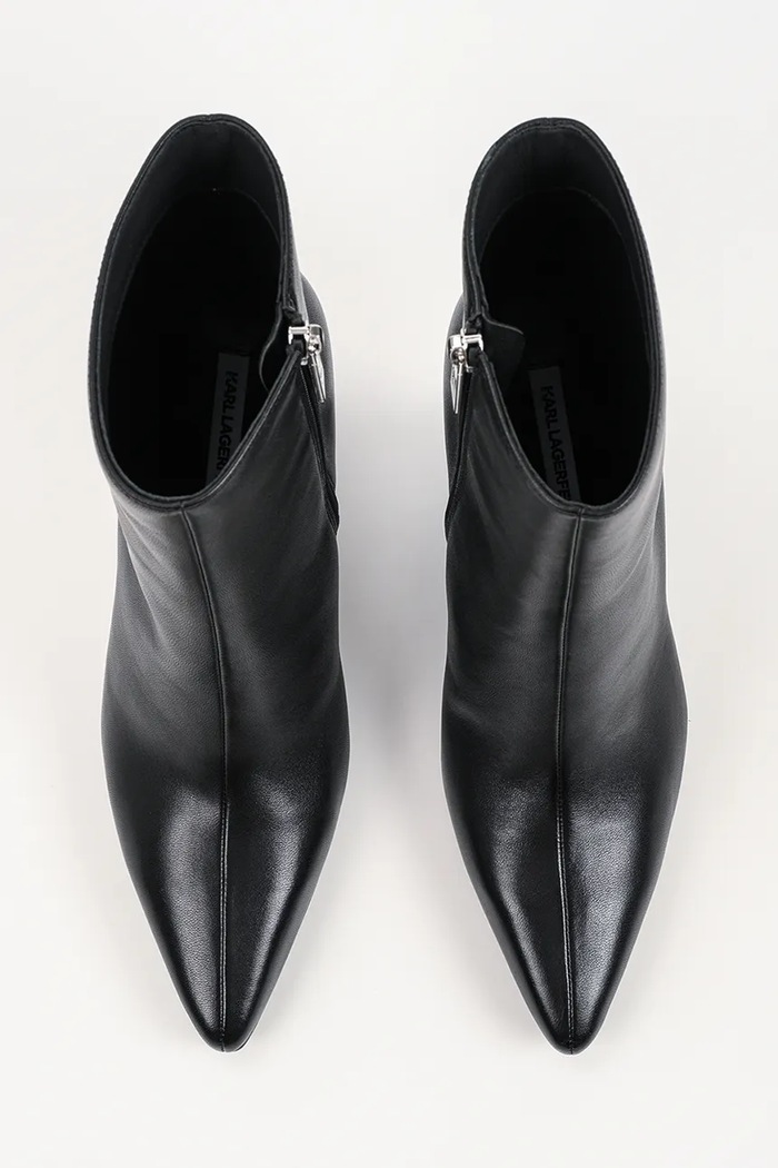 Karl Lagerfeld kozaki na koturnie damskie skórzane Waverly czarny KL34645.000