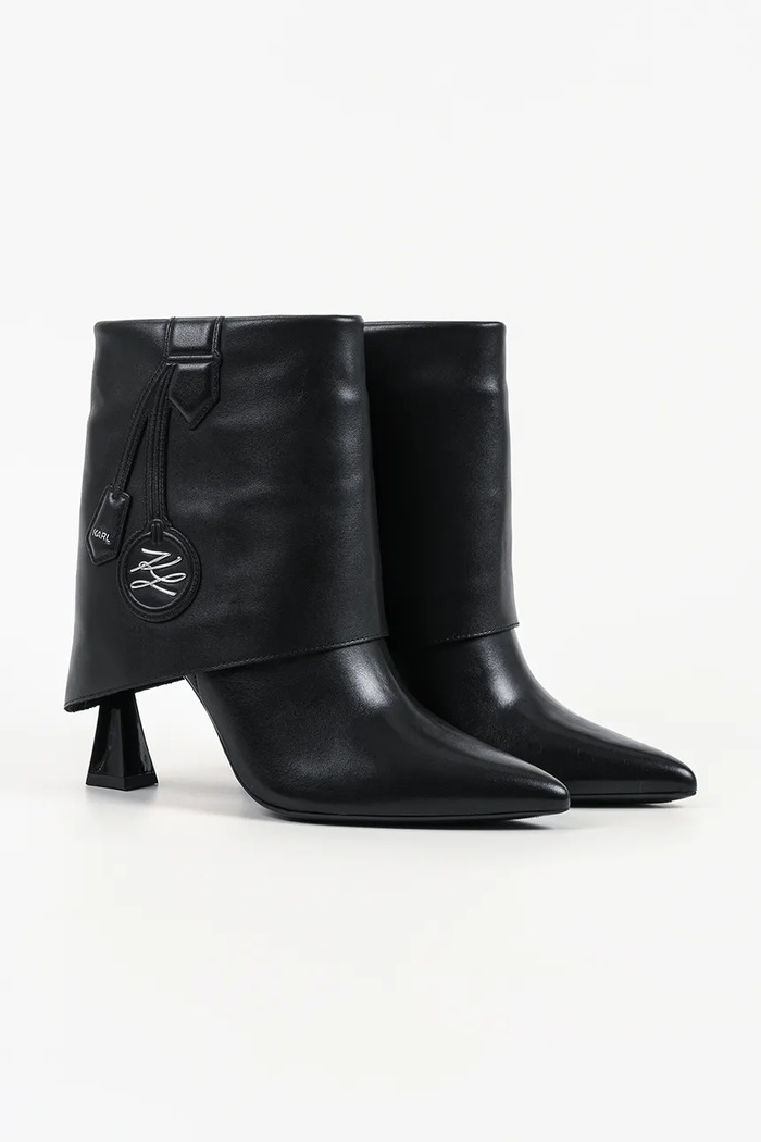 Karl Lagerfeld botki na wysokim obcasie damskie skórzane Debutante KL32045A.000 czarny AW26