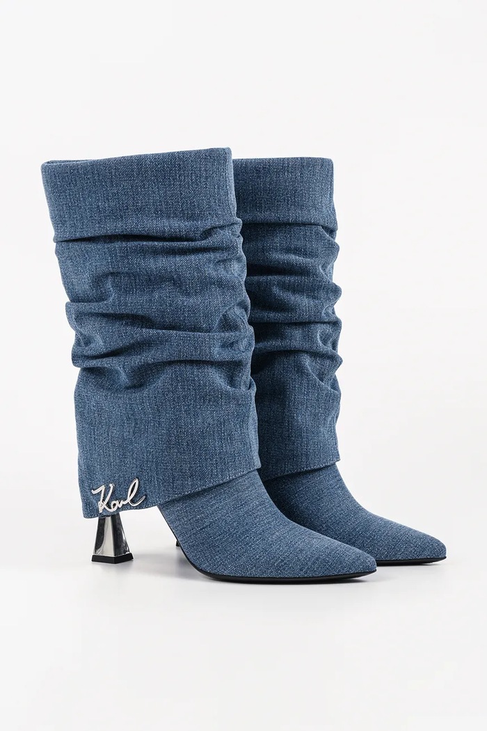 Karl Lagerfeld Kozaki na wysokim obcasie damskie Debutante KL32086.DAA szary AW26