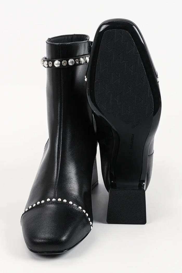 Karl Lagerfeld botki na słupku damskie skórzane Beata KL31465.000 czarny