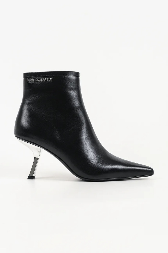 Karl Lagerfeld botki na szpilce damskie skórzane Karmel czarny KL33635.000