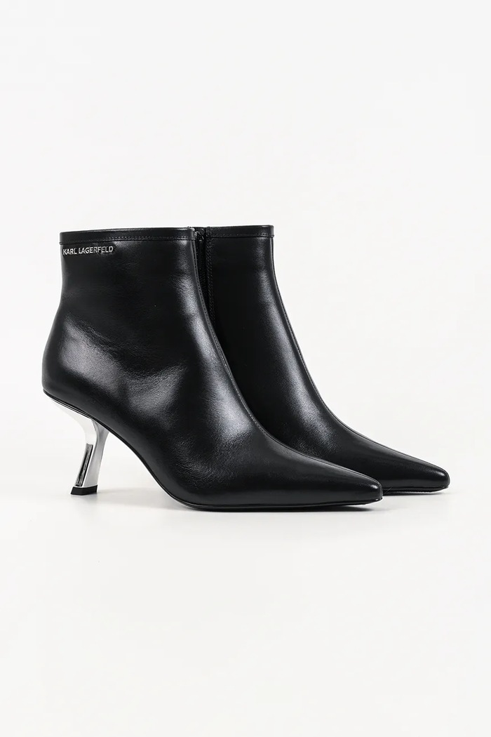 Karl Lagerfeld botki na szpilce damskie skórzane Karmel KL33635.000 czarny AW26
