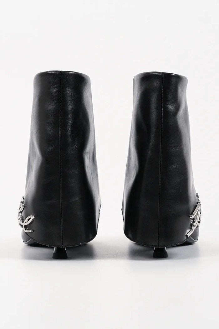 Обувки Karl Lagerfeld боти с нисък ток дамски от кожа Pasha KL30141.000 черен