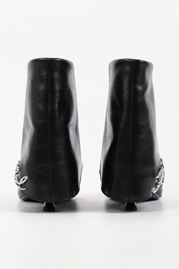 Обувки Karl Lagerfeld боти с нисък ток дамски от кожа Pasha KL30141.000 черен