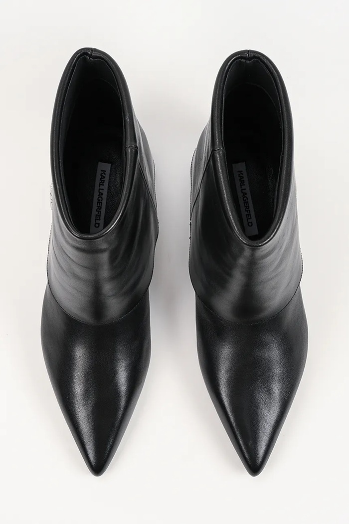 Karl Lagerfeld боти с нисък ток дамски от кожа Pasha черен KL30141.000
