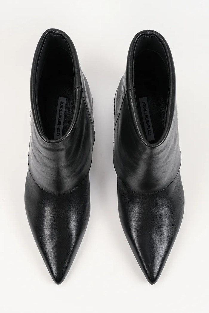 Karl Lagerfeld боти с нисък ток дамски от кожа Pasha черен KL30141.000