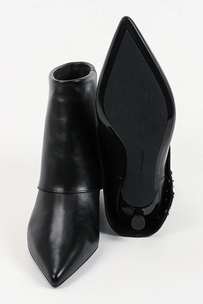 Karl Lagerfeld боти с нисък ток дамски от кожа Pasha KL30141.000 черен