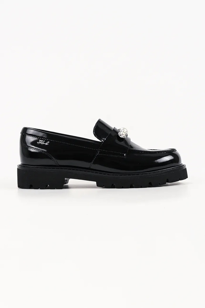 Karl Lagerfeld loafersy damskie skórzane Lowell czarny KL42221.000