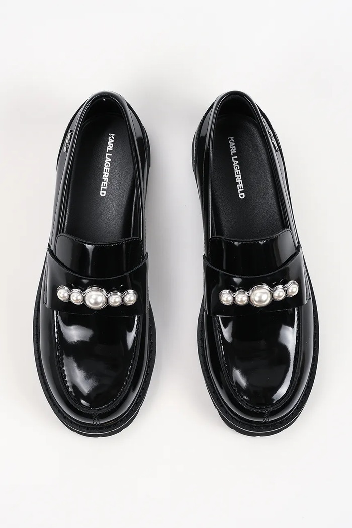 Karl Lagerfeld loafersy damskie skórzane Lowell czarny KL42221.000