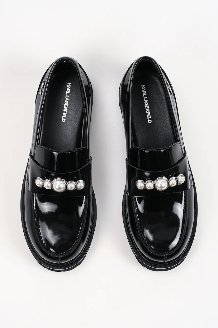 Karl Lagerfeld loafersy damskie skórzane Lowell czarny KL42221.000