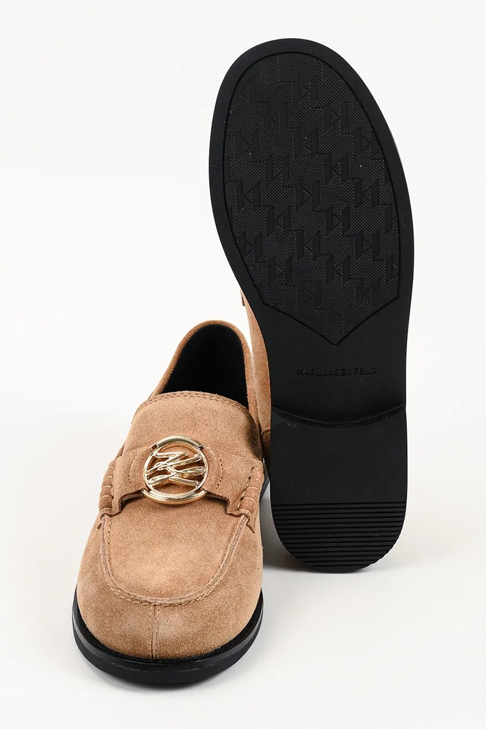 Karl Lagerfeld loafersy damskie zamszowe Mia KL42127.522 beżowy